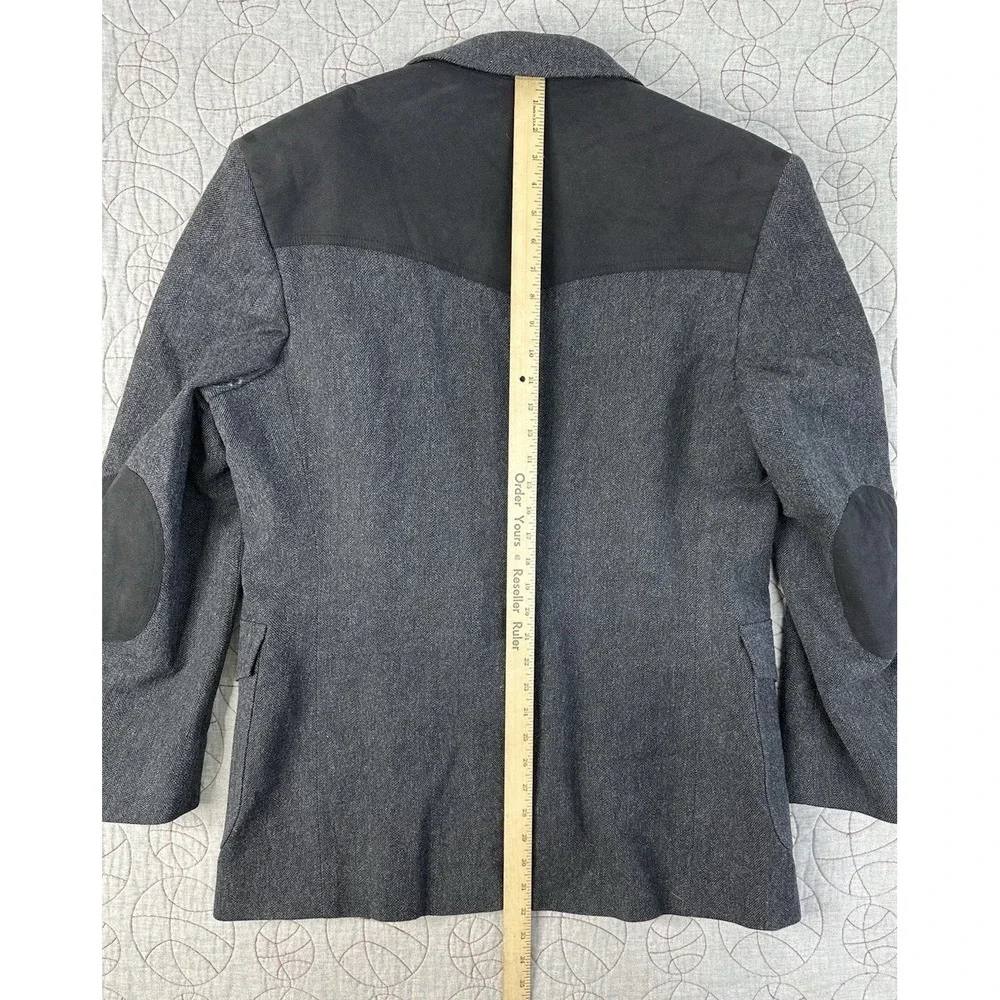 VTG Pendleton Western Suede Yoke Elbow Patches Wool Blazer Herringbone / 44 Long